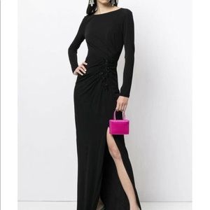 Marchesa Notte long sleeve black crepe gown